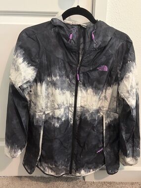 The North Face Women's Black, White & Purple Hooded Shell Jacket